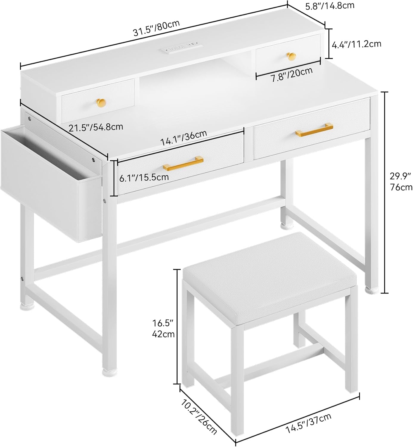 Compact Vanity Desk With Integrated RGB Illumination