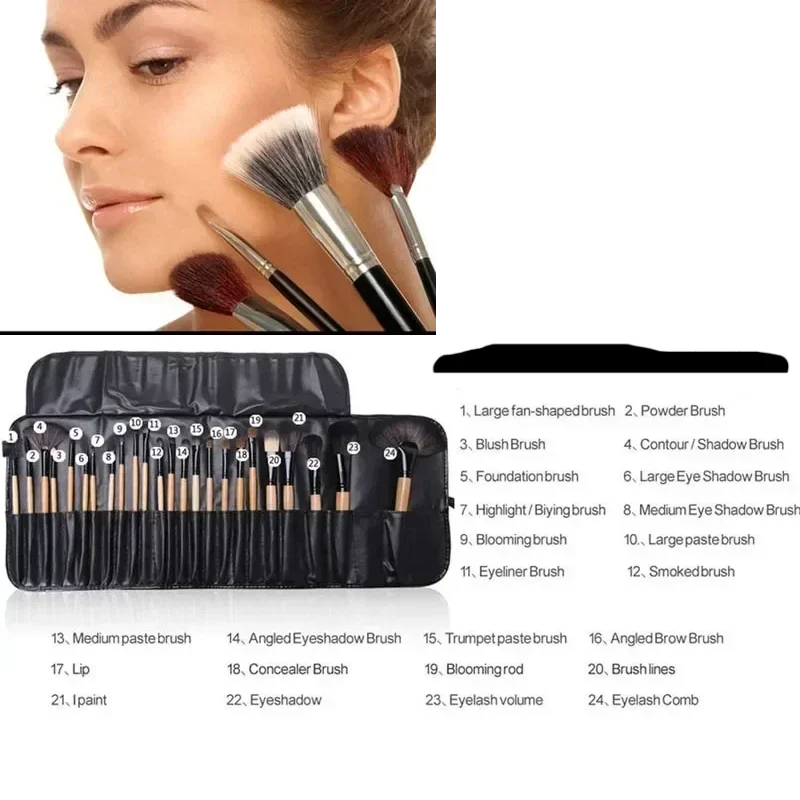 24 Piece Makeup Brush Set With Free Gift Bag