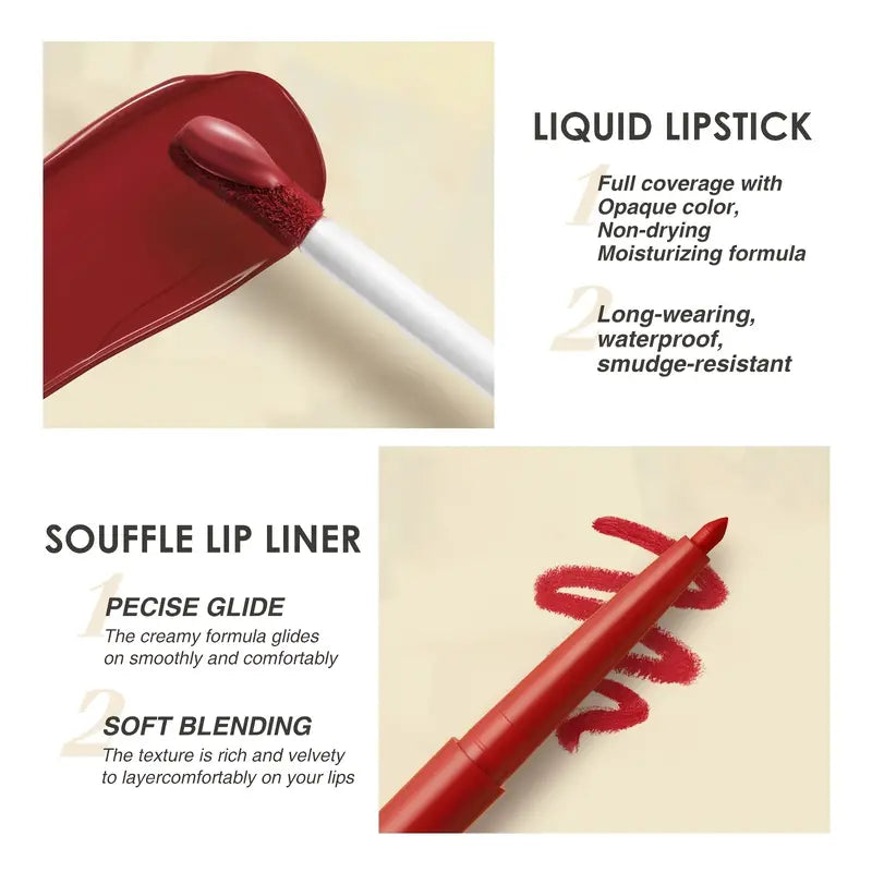 NNETM 12 Matte Velvet Nude Liquid Lipstick + Lip Liner Set Lip Gloss