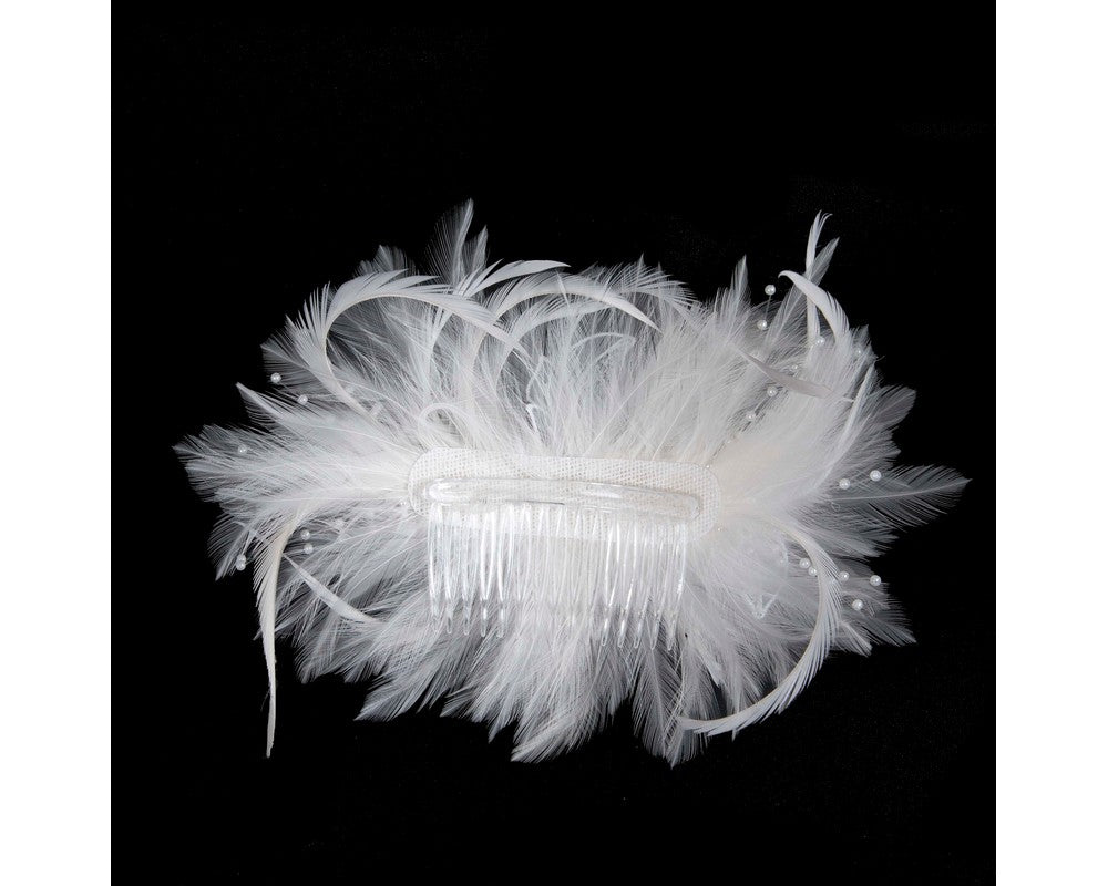 Ivory custom made feather fascinator comb