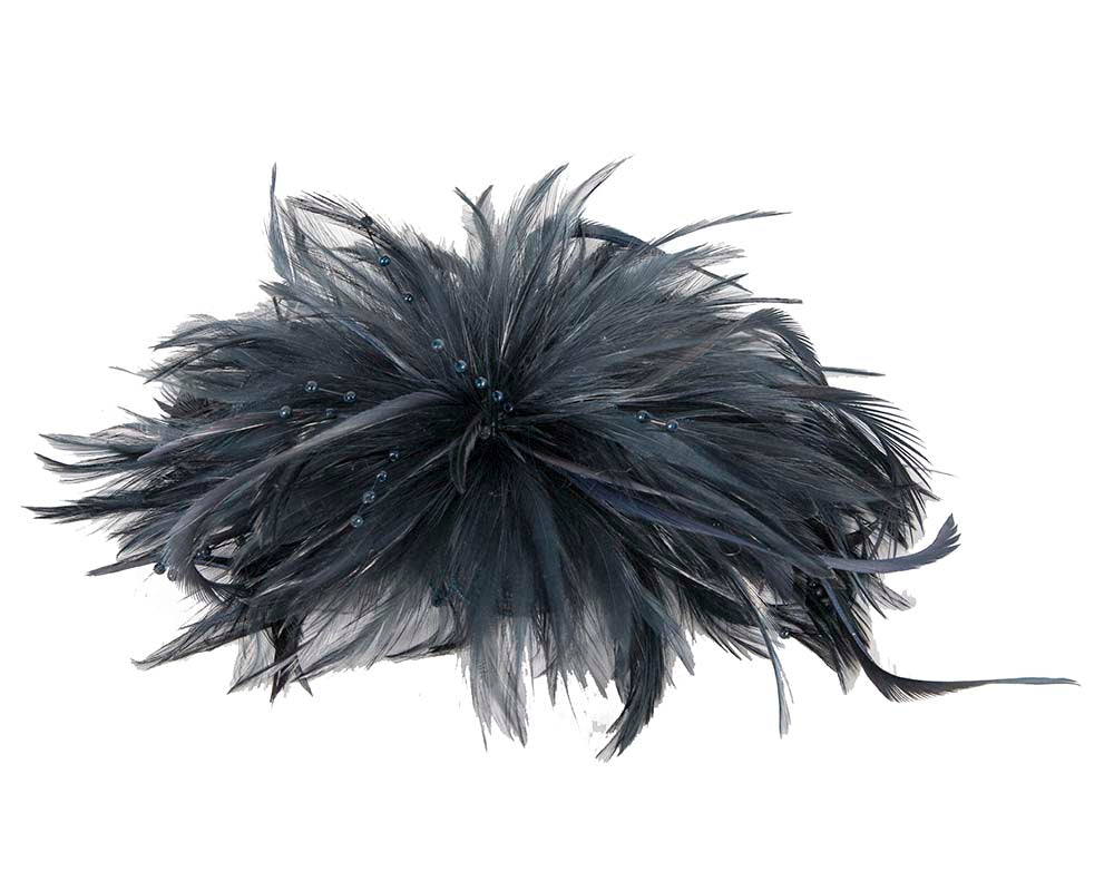 Navy custom made feather fascinator comb