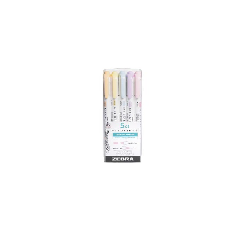 Zebra Mildliner Highlighter Gentle 1.4/4mm Szövegkiemelő készlet - Vegyes színek (5 db / csomag) (78705)