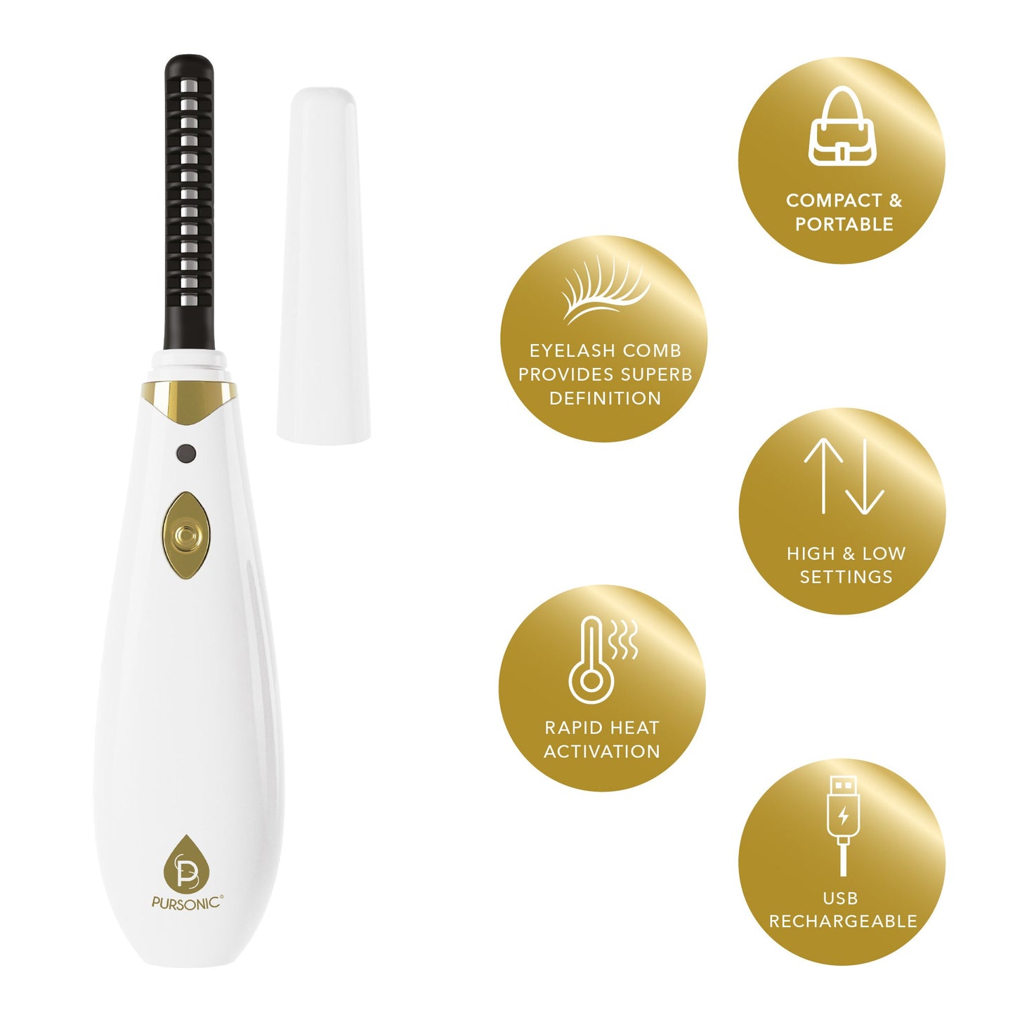 Pursonic Facial Trimmer & Eyebrow Kit, Heated Eyelash Curler & Dimmable LED Vanity Mirror