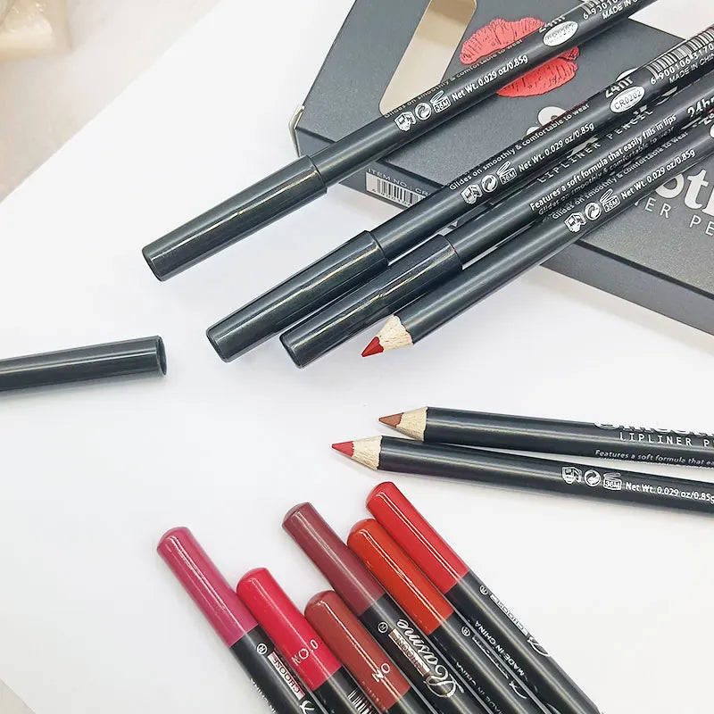 Lip Liner Pen Set Waterproof Easy To Color Makeup