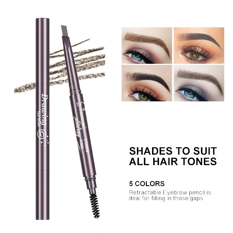 Natural Brown Waterproof Eyebrow Pencil With Brush For Precise Brows
