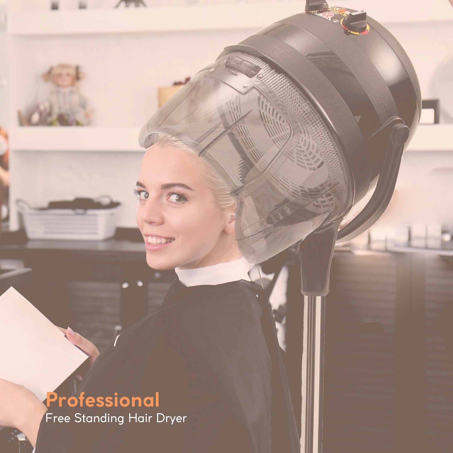 NNEDSZ Free Standing Hair Dryer Hood Bonnet Hairdryer Height Adjustable Salon Equipment