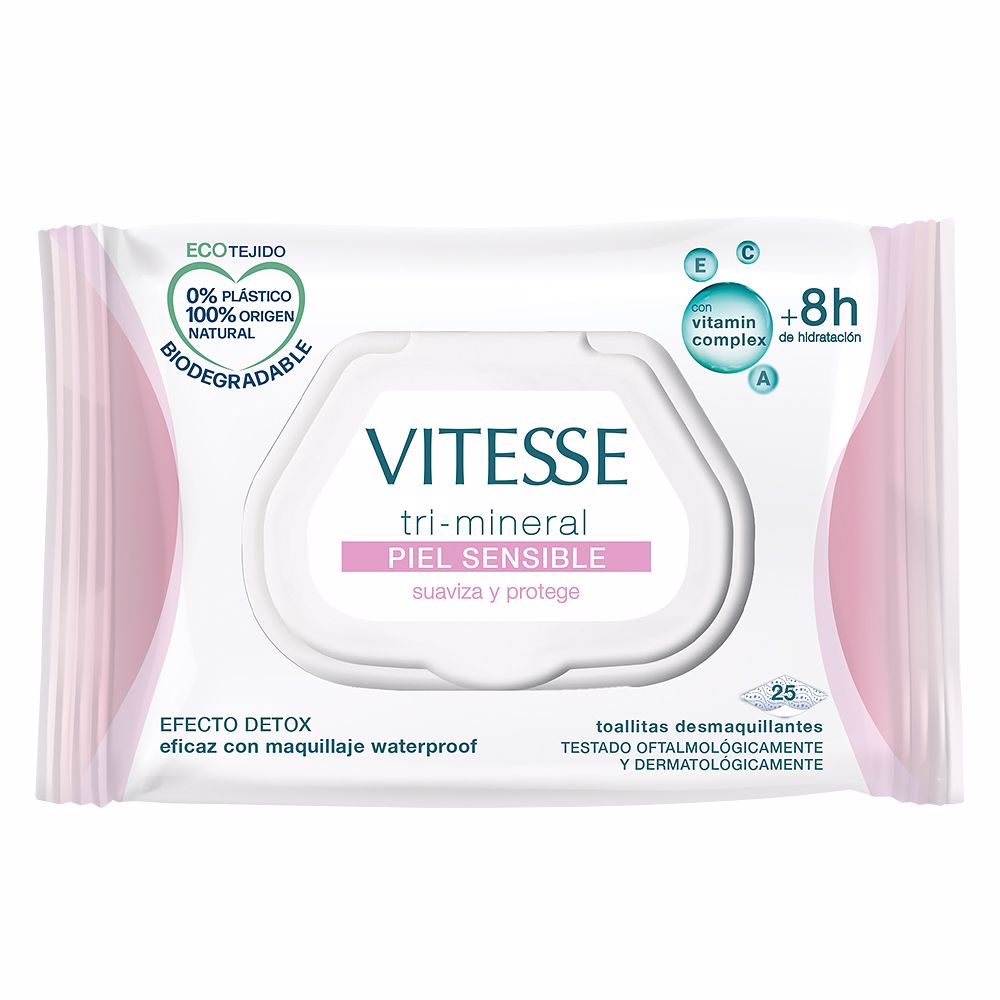 TRI-MINERAL SENSITIVE SKIN makeup remover wipes 25 units