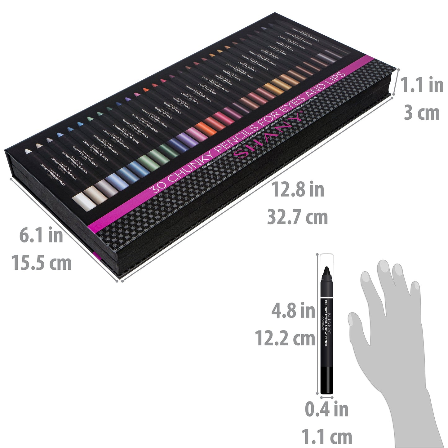 Chunky Makeup Pencils For Eyes and Lips W Vitamin E & Aloe Vera - 30 Colors