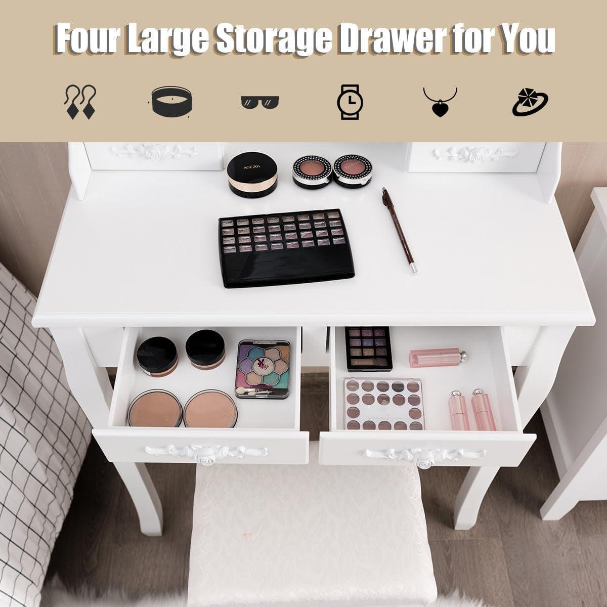 White Premium Makeup Vanity Table Illuminated Mirror