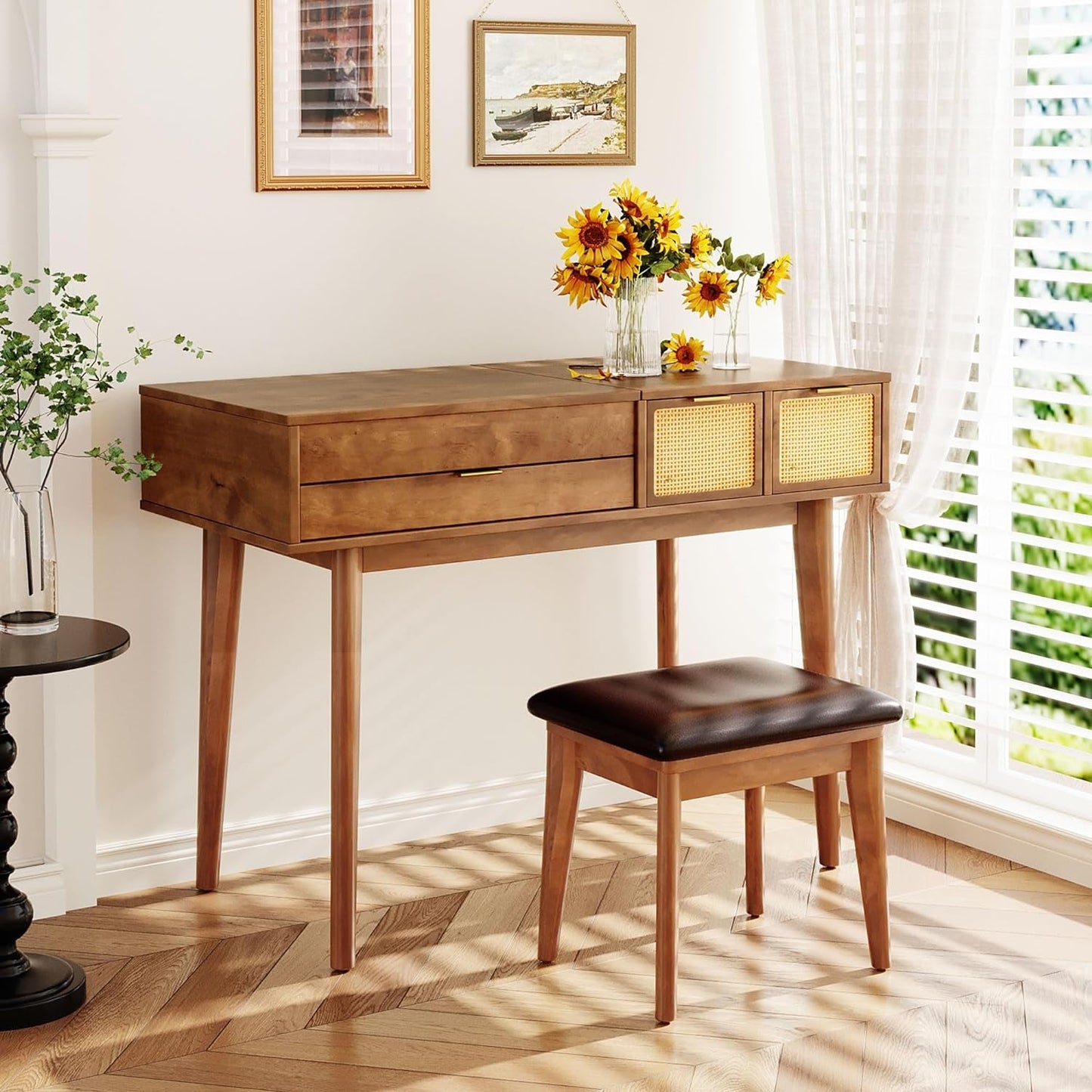 43.3 Espresso Hardwood Makeup Vanity Flip Top Mirror