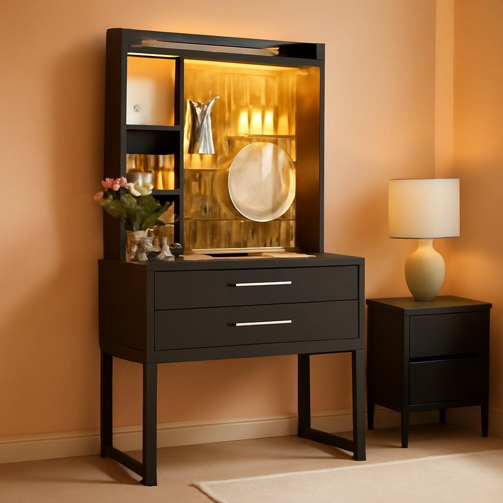 Space Saving Black Vanity Desk 23 Inch With Pegboard