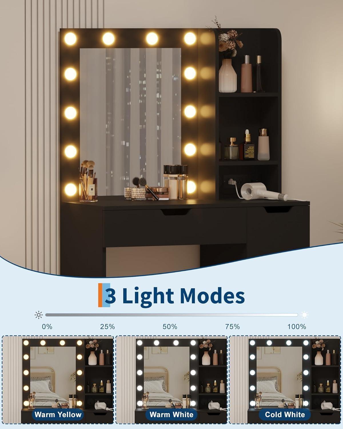 Premium Luxurious Illuminated Vanity Desk With USB Ports
