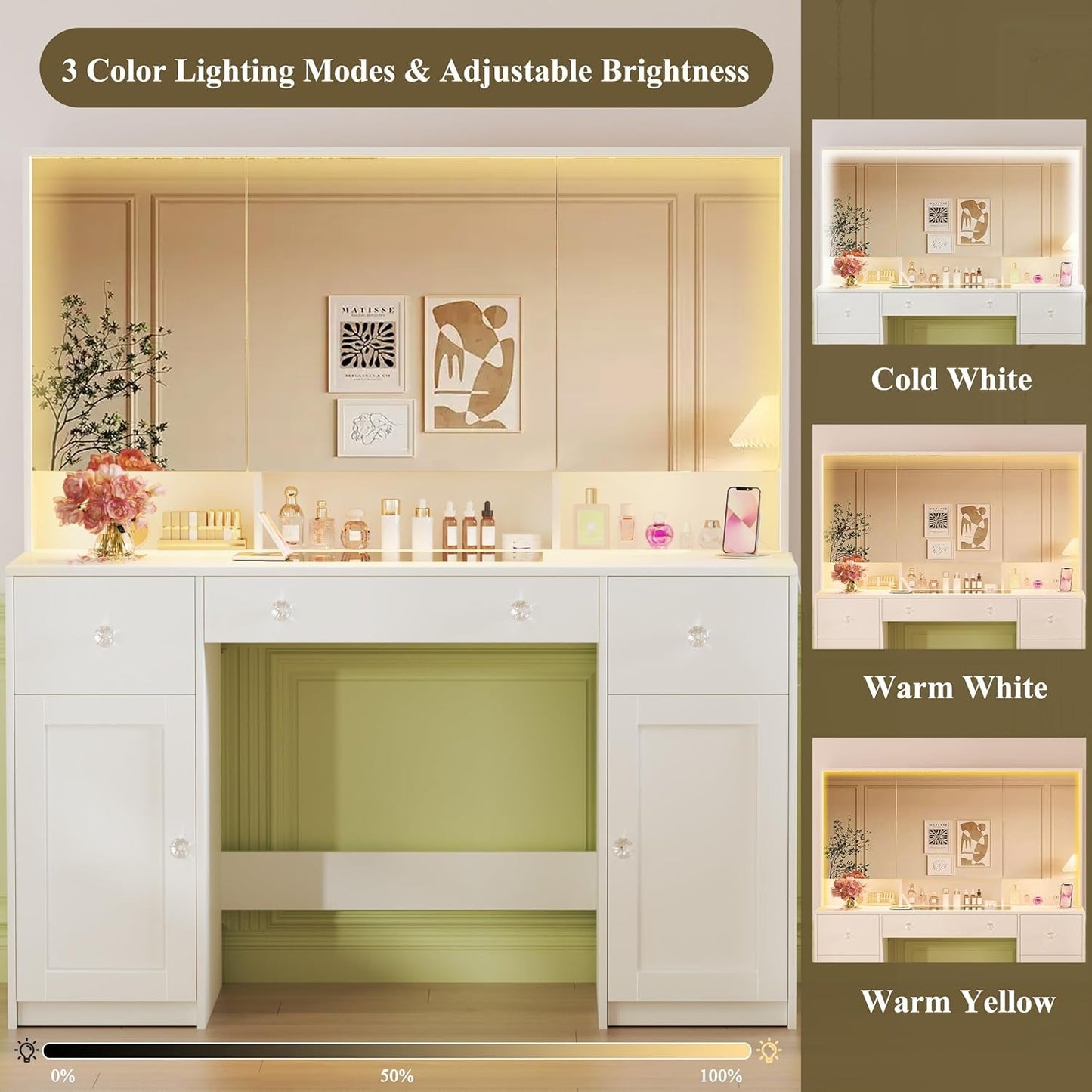 Extra Large 45.3 Inch Vanity Desk Illuminated Mirror