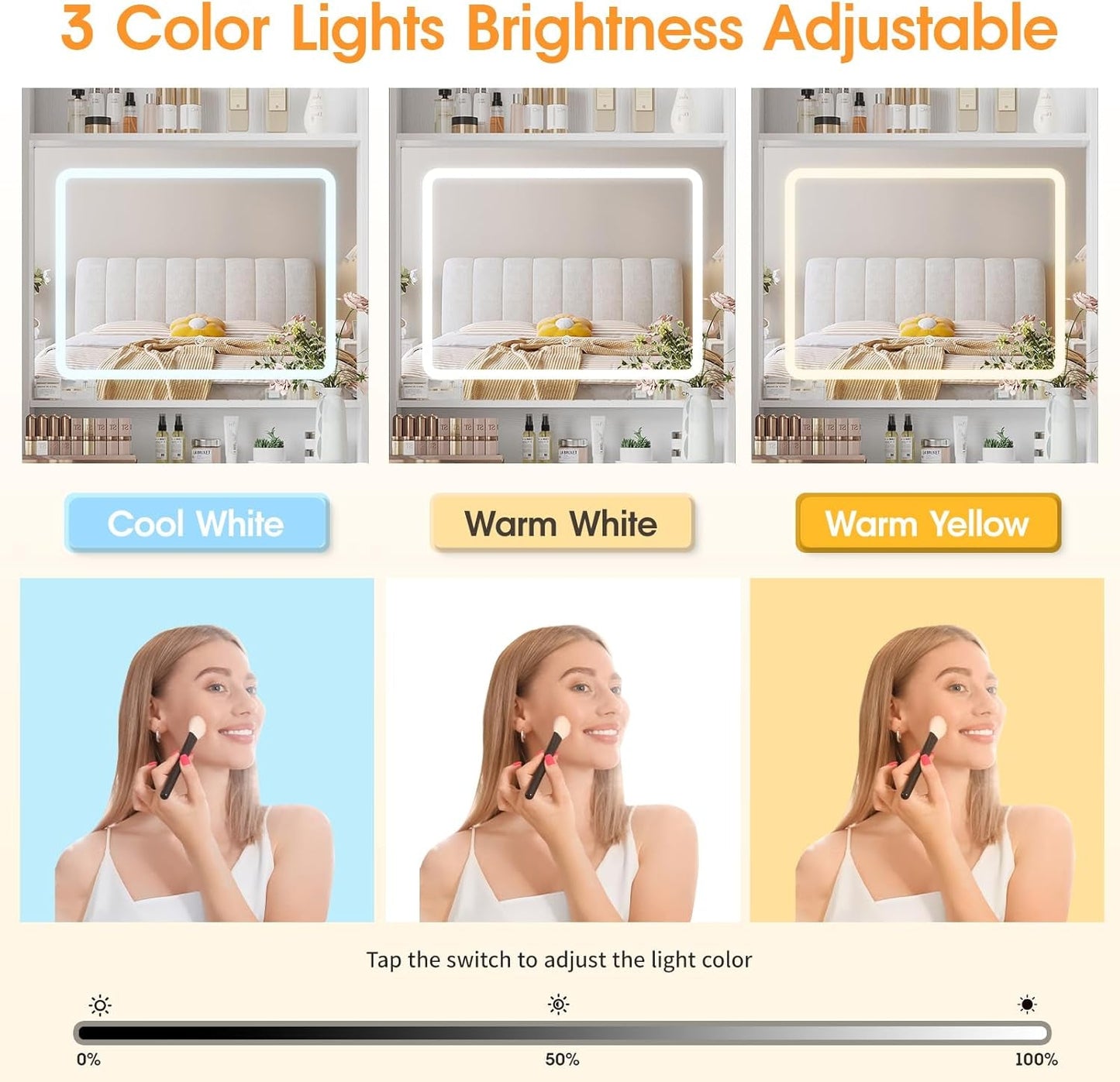 White Makeup Vanity Desk With High Capacity USB Charging