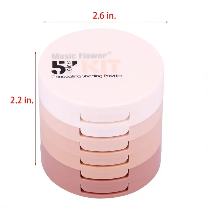 NNETM 5-in-1 Concealer, Contour, Bronzer Makeup Powder, Oil Control Setting Powder With Puff And Mirror, Long Lasting And Waterproof