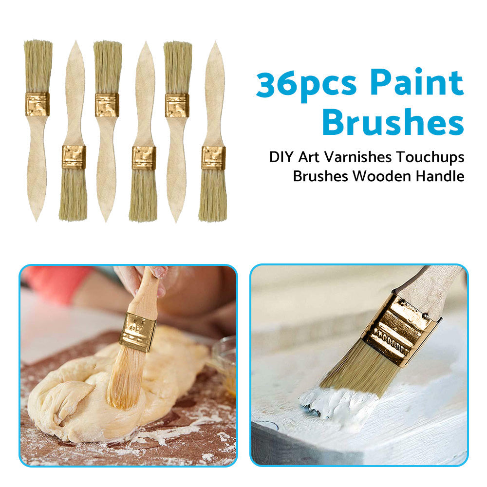 36PCS 1inch Chip Paint Brush DIY Art Varnishes Touchups Brushes Wooden Handle 1inch