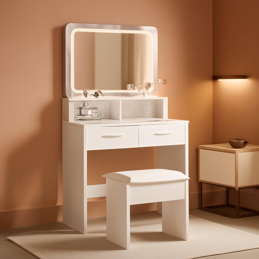 Vanity Desk With Ultra Bright LED Mirror Three Color Modes RGB