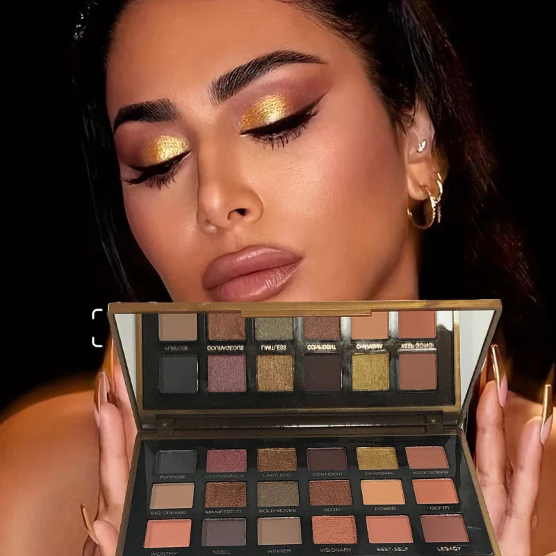 18 Color Golden Eye Shadow Palette Matte and Glitter