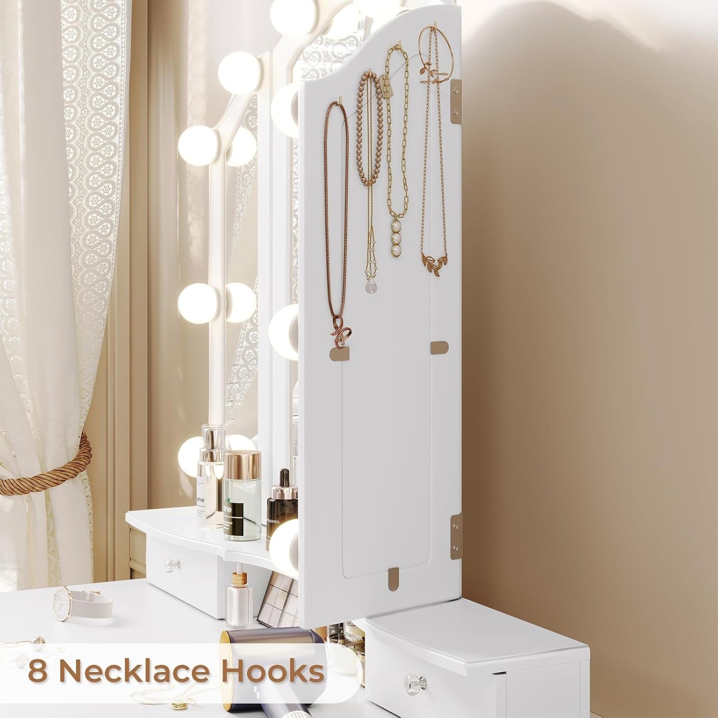 White Vanity With Charging Station Deluxe Lighting