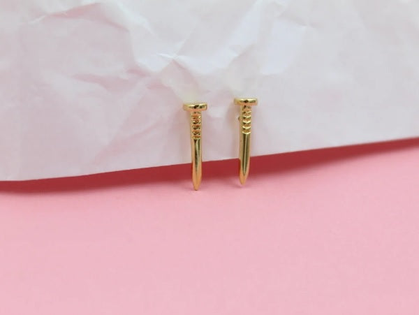 18K Gold Filled Nail Stud Earrings