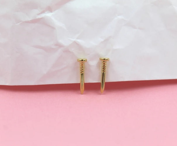 18K Gold Filled Nail Stud Earrings