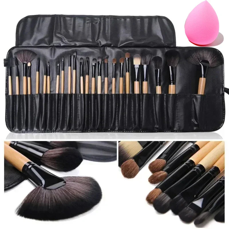 24 Piece Makeup Brush Set With Free Gift Bag
