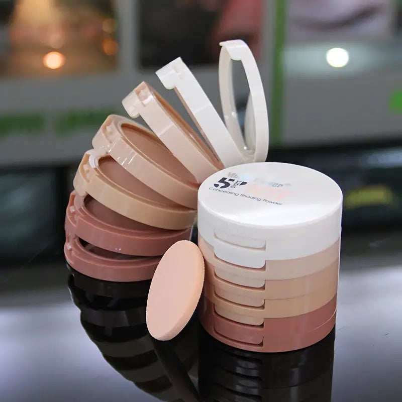 NNETM 5-in-1 Concealer, Contour, Bronzer Makeup Powder, Oil Control Setting Powder With Puff And Mirror, Long Lasting And Waterproof