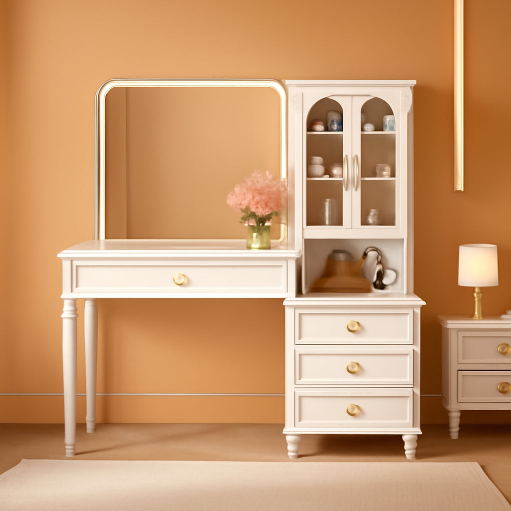53 Inch White Makeup Vanity Desk Illuminated Lights