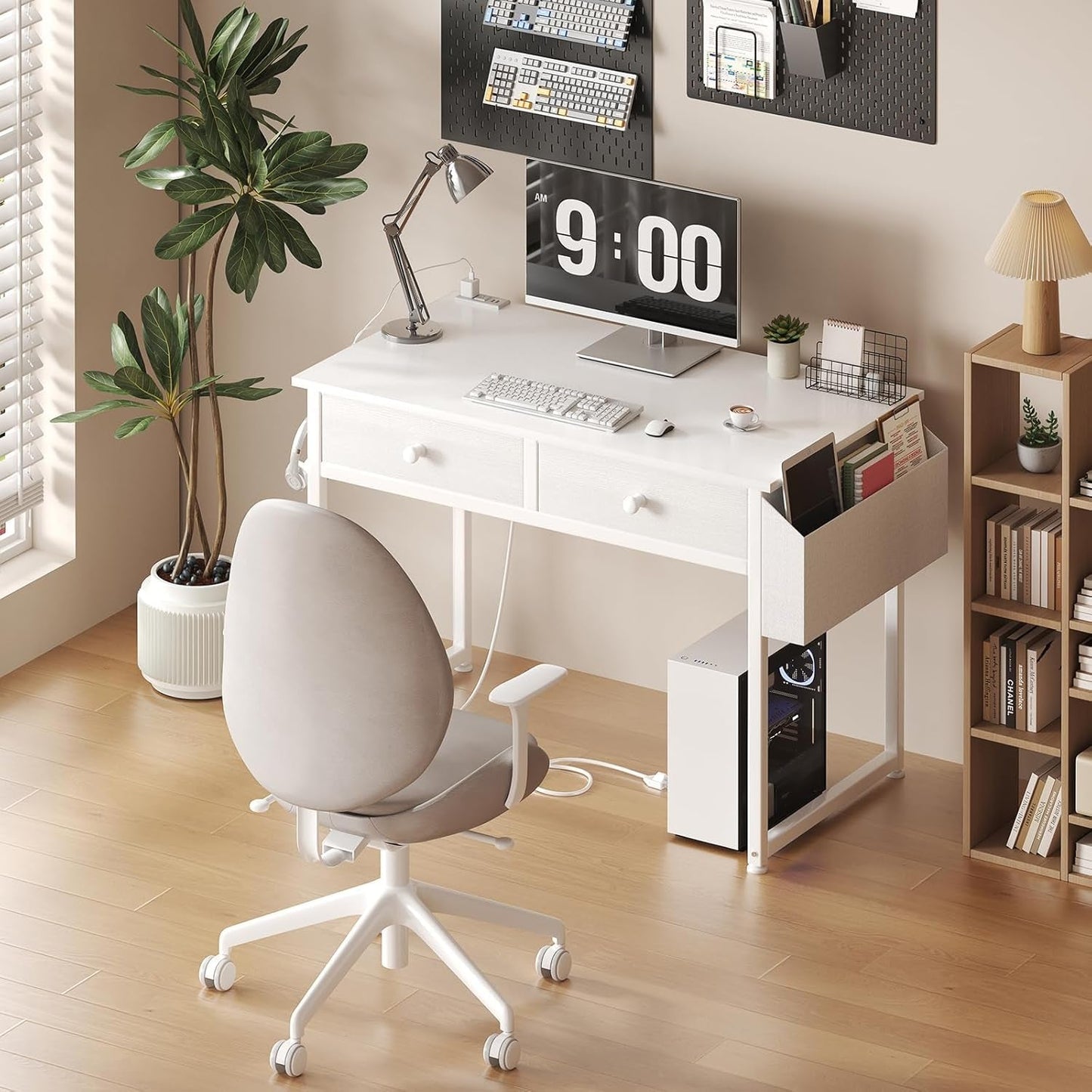 White Makeup Vanity Table With Integrated Charging