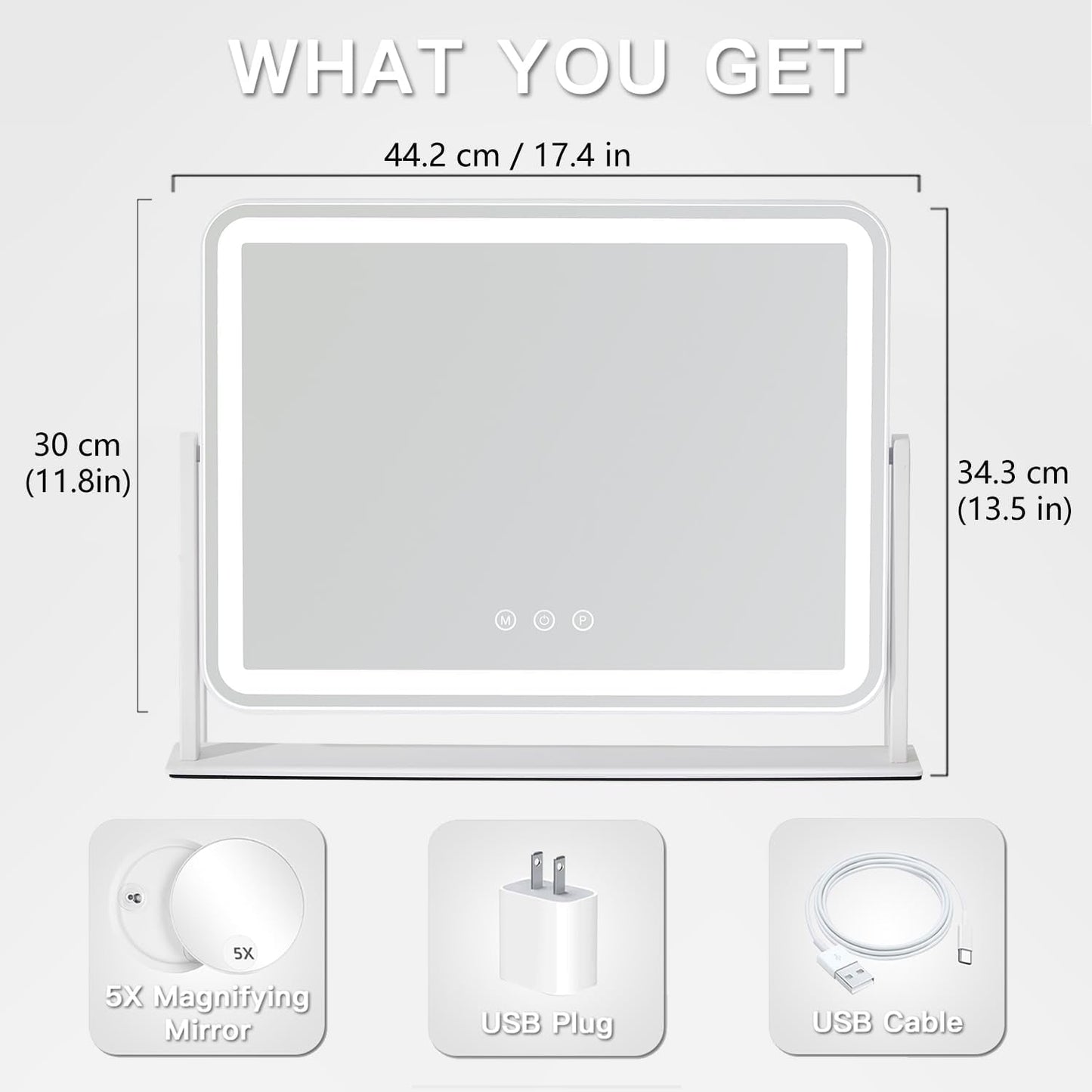 Vanity Makeup Mirror With LED Lights 13.5x17.4Inches