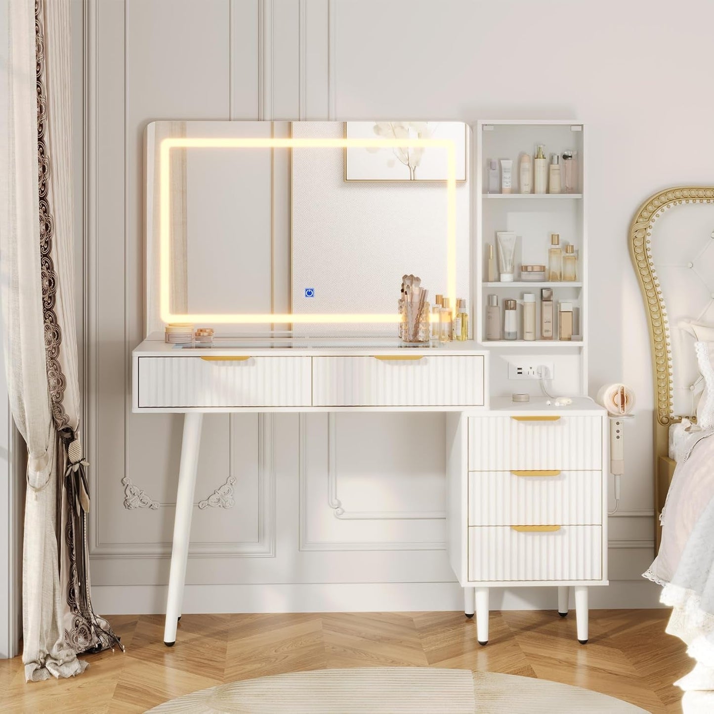 Forty Eight Inch Vanity Desk With Illuminated LED Mirror