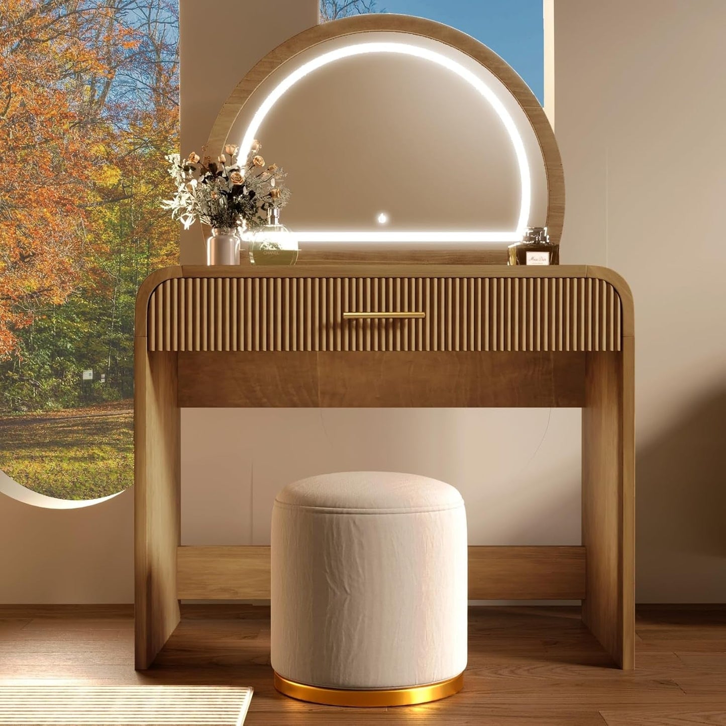 39 Inches Luxurious Vanity Desk Illuminated Mirror