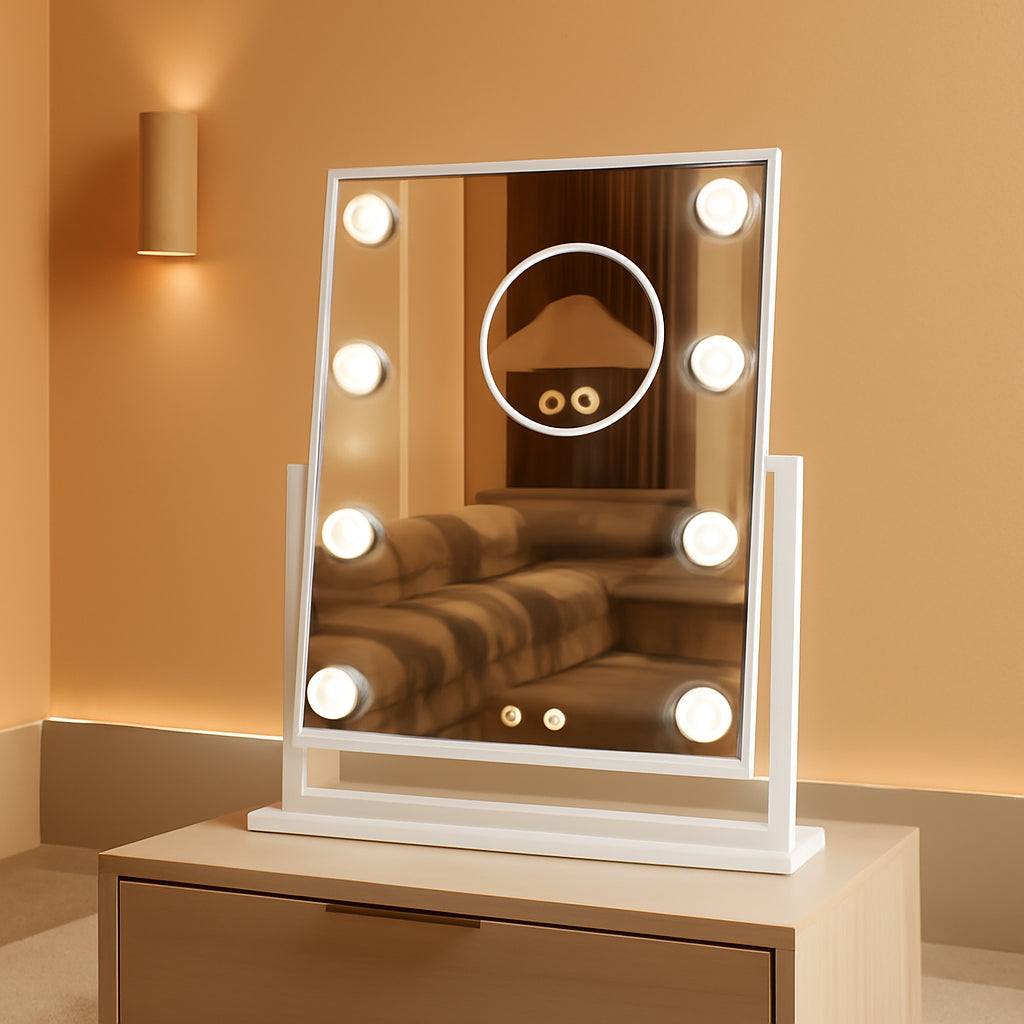 14x12 Inch Lighted Makeup Mirror White Rechargeable