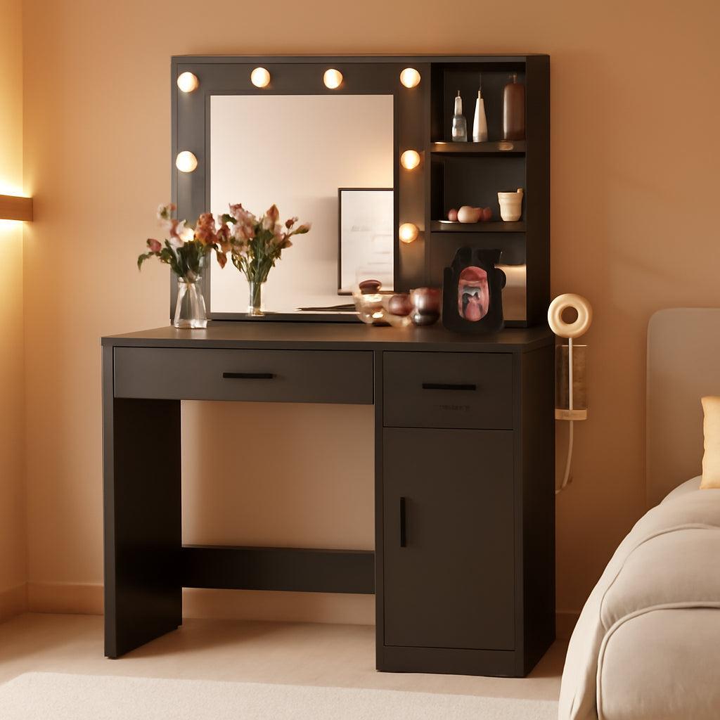 35.4 Inch Vanity Desk With Professional LED Lighting Mirror