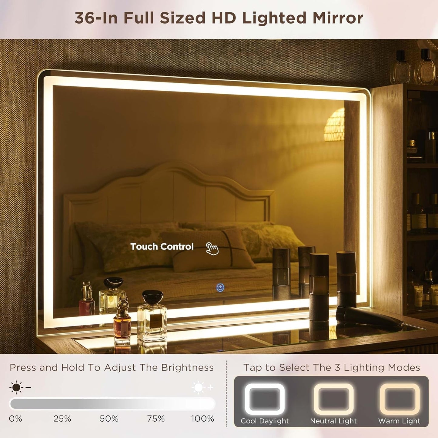 Alder Grey Forty EightI nch Modern Vanity Desk Mirror