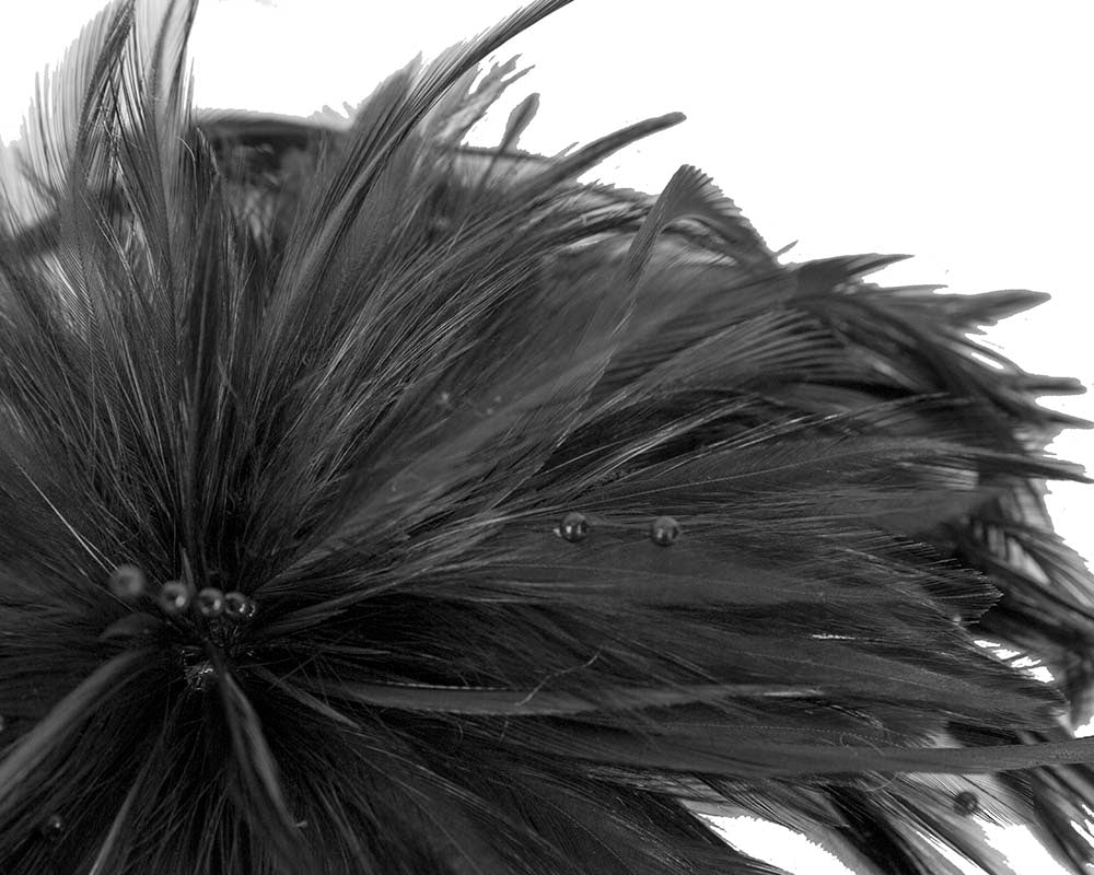 Black custom made feather fascinator comb