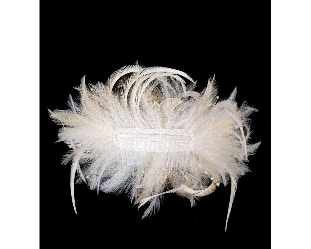 Champagne custom made feather fascinator comb