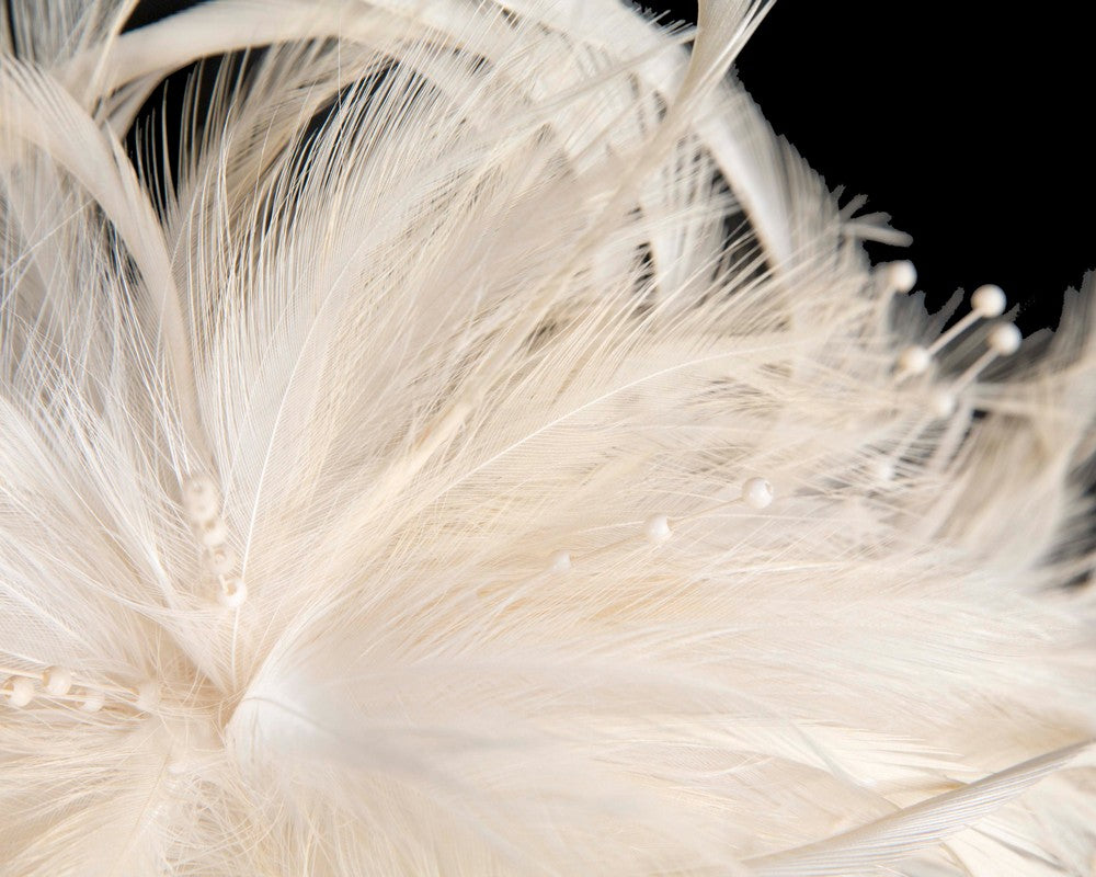 Champagne custom made feather fascinator comb