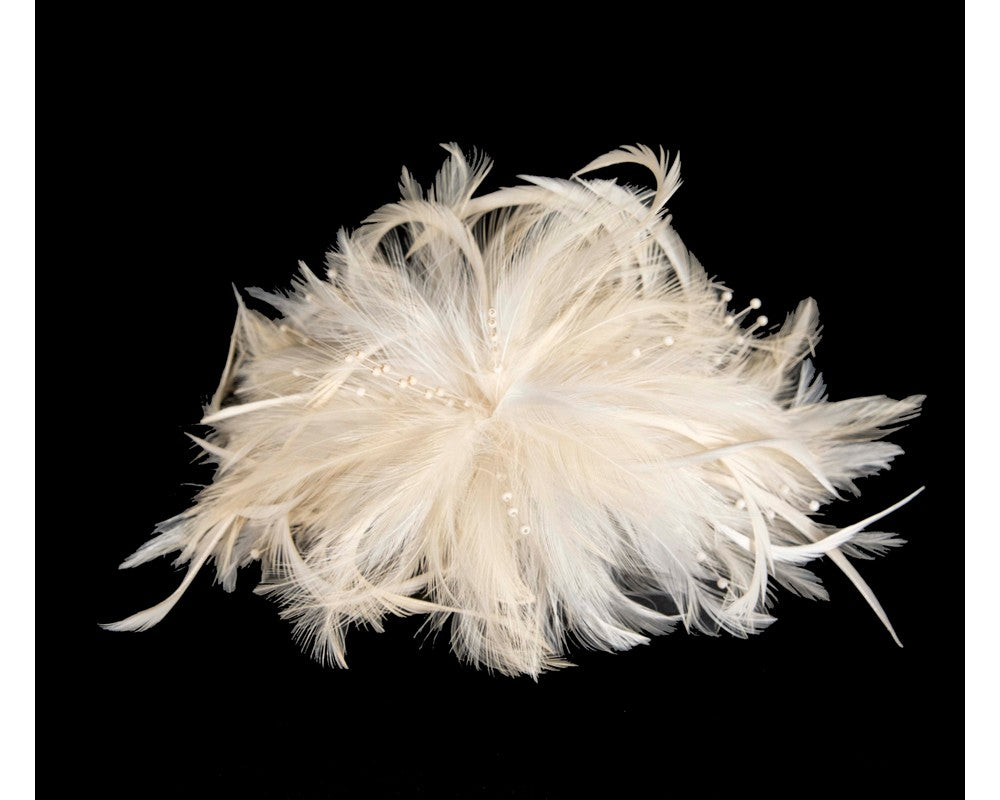 Champagne custom made feather fascinator comb