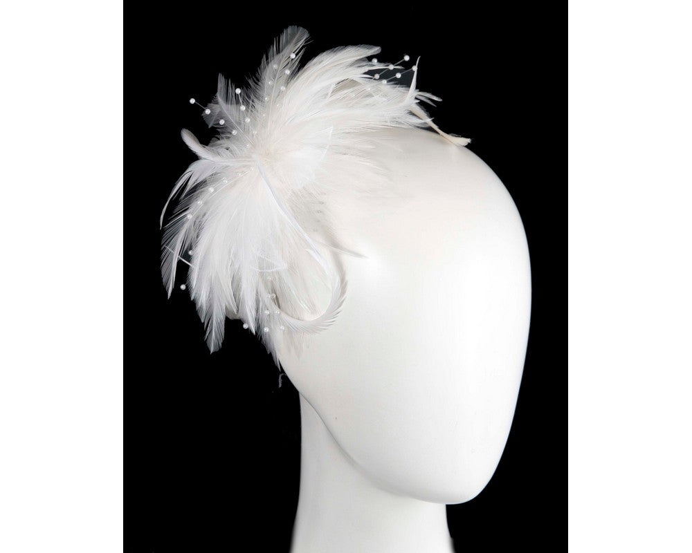 Ivory custom made feather fascinator comb