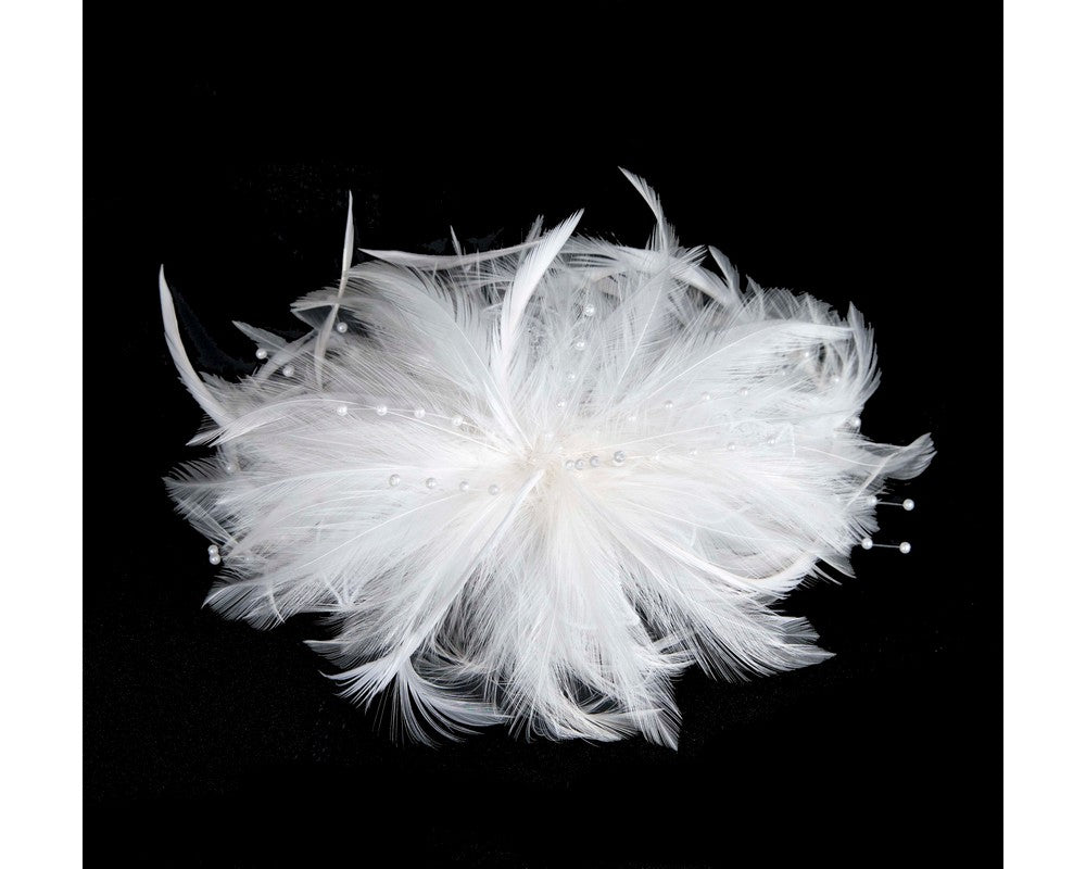 Ivory custom made feather fascinator comb