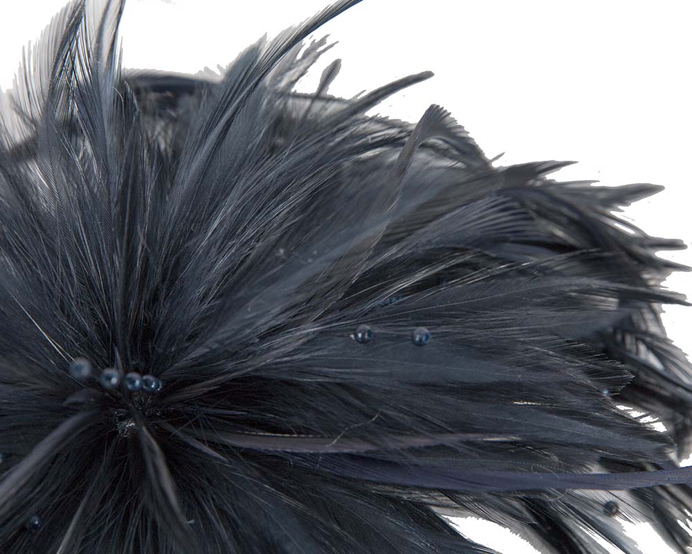 Navy custom made feather fascinator comb