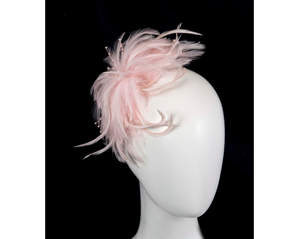 Pink custom made feather fascinator comb