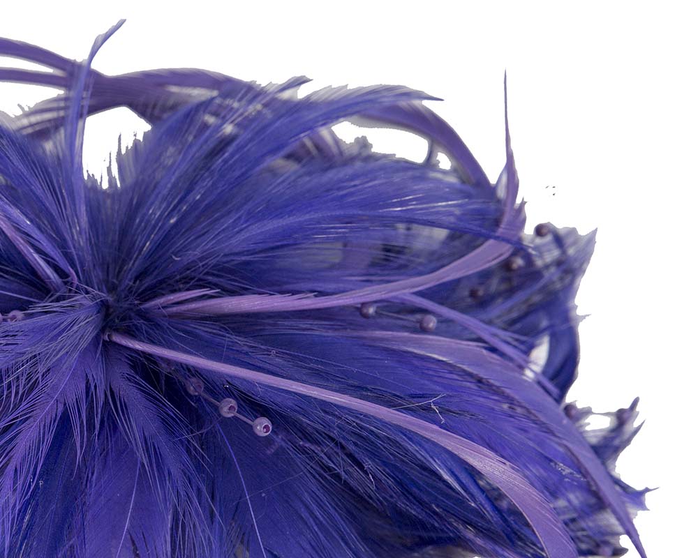Purple custom made feather fascinator comb