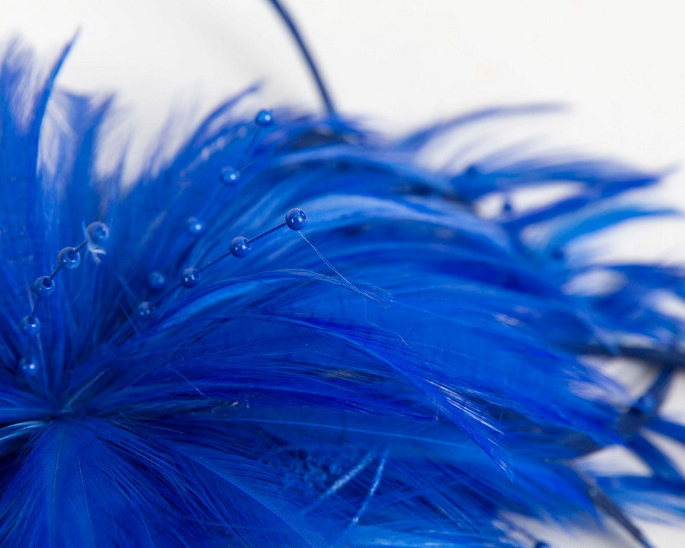 Royal blue custom made feather fascinator comb