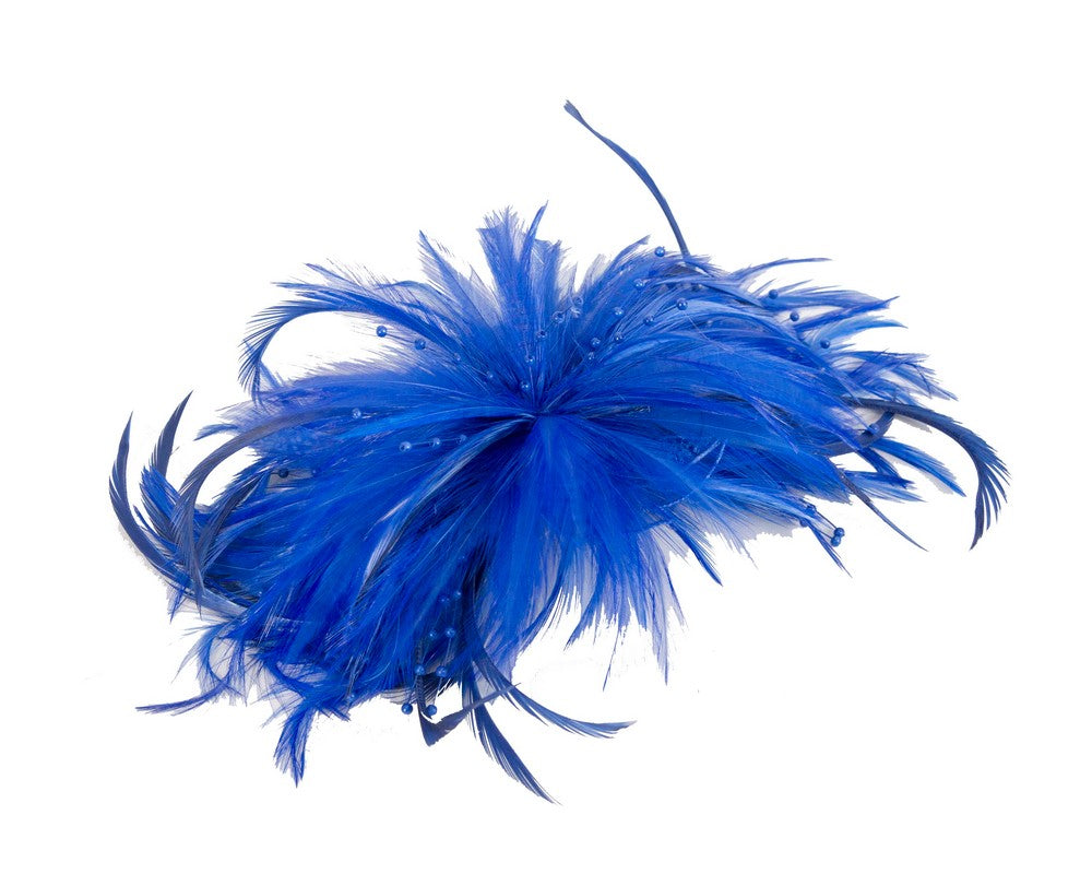 Royal blue custom made feather fascinator comb