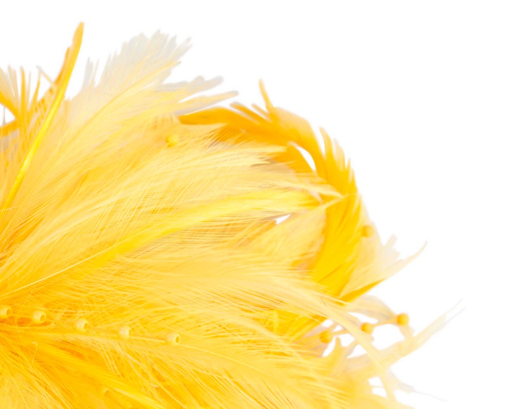 Yellow custom made feather fascinator comb