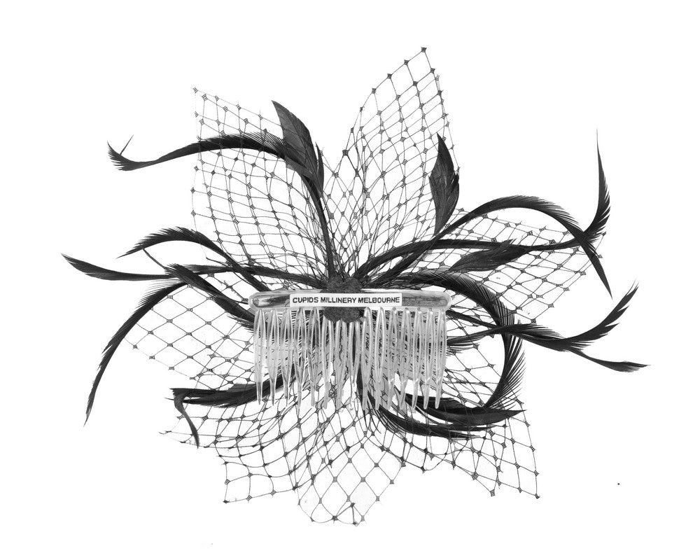 Black Australian Made fascinator comb