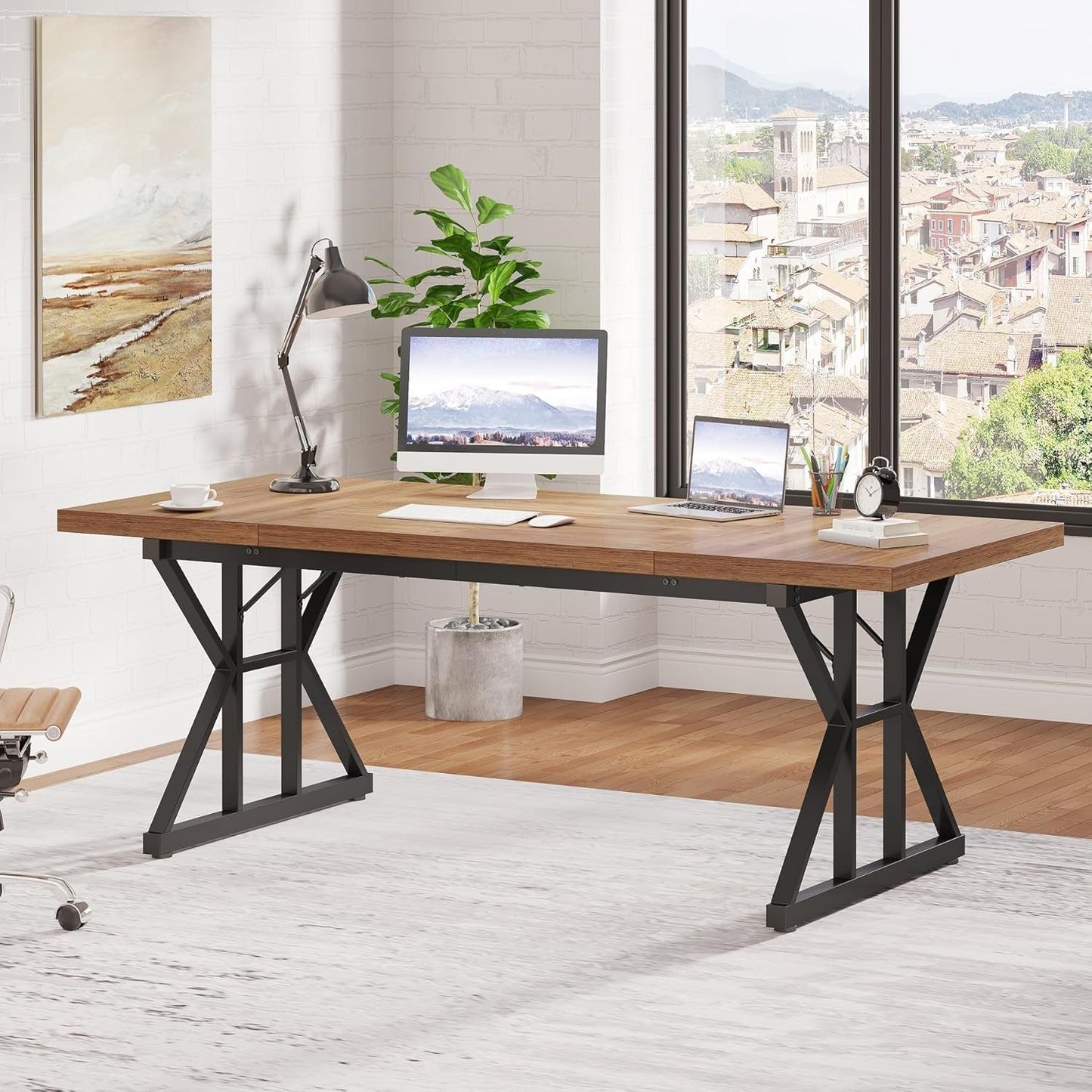 70.8 Inch Executive Desk Large Modern Home Office Desk