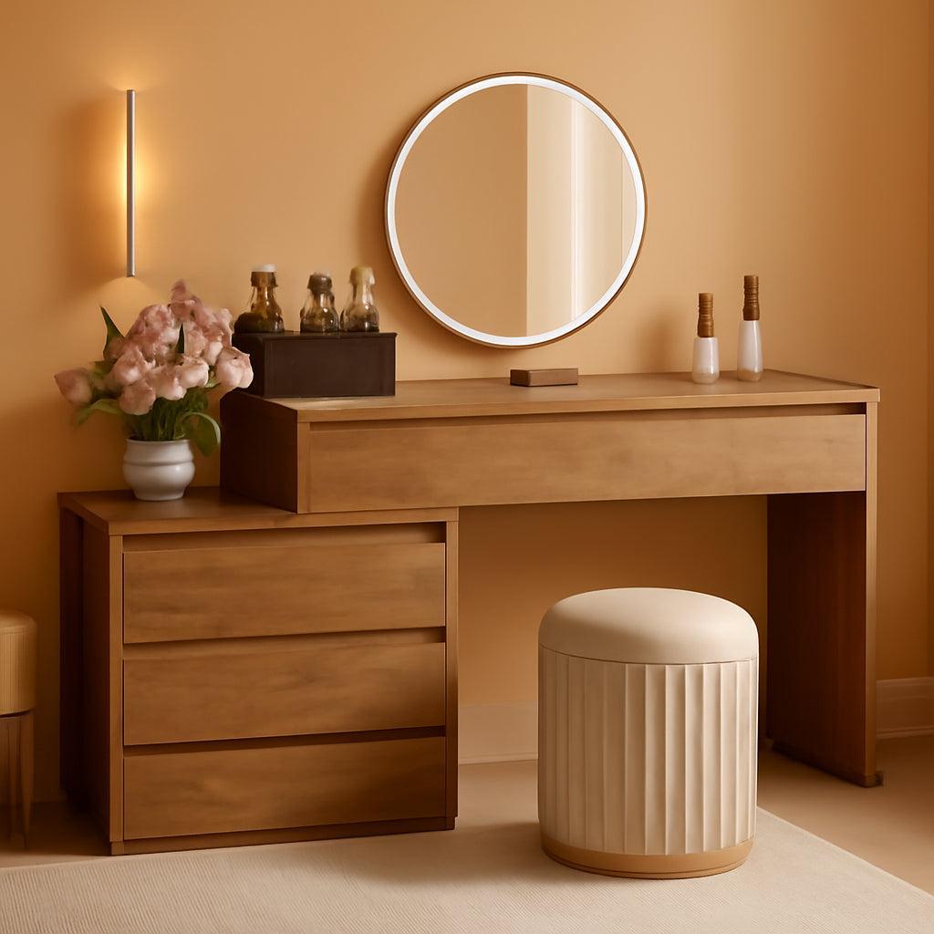 Sixty Three Inch Vanity Dressing Desk With Detachable Chest Cabinet